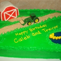 John Deere Farm Cake My favorite vegan chocolate cake recipe with bc icing. Barn is RKT covered in MMF. Ducks are MMF. This was so much fun to make for my boys...