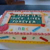 Teacher Cake Torted, 1/2 sheet cake, SMBC, fondant accents