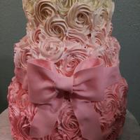 Ombre Pink Rose Cake Ombre Pink Rose cake