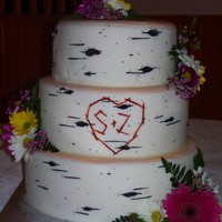 Stephanie And Zack Birch bark wedding cake for my niece's wedding