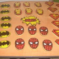 Superhero Cookies Sugar Cookies with RI. Made for DH's godson's 7th birthday. They took me around 10 hours to make all in all (excluding drying...