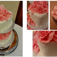 Heart Shaped Wedding Cake With Cupcakes This is the first heart shaped cake I've made and used an impression mat on the fondant. The flowers are gumpaste. The cakes are...