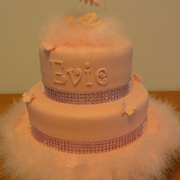Christening Cake Using A Mould For The Baby Topper The Pink Icing Is A Much Richer Colour Than It Looks In The Photo 2 Tiers Of Vanilla Sp... Christening cake using a mould for the baby topper. The pink icing is a much richer colour than it looks in the photo. 2 tiers of Vanilla...