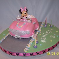 Minnie Mouse Car Cake My granddaughter, Ashley wanted a Minnie Mouse cake for her birthday. Saw pics on Pinterest and decided to make this one for her. Cake is a...