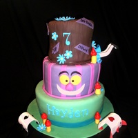 Alice In Wonderland 10, 8, and 6 inch tiers. Decorations made of gumpaste. I wasn't sure about this cake because I'm not a fan of the movie myself,...