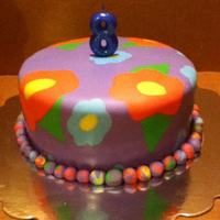 Allie's 8Th Birthday 8" Fudge Marble cake covered in mmf.