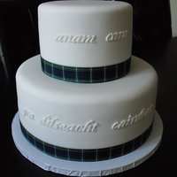 Celtic Wedding Wedding cake for a couple having a scottish themed wedding. Script on cake reads "Soul mate" and "love loyalty friendship&...