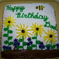 Prairie Birthday This is a yellow cake decorated in buttercream frosting. My dad has his own prairie patch that he has been working hard on so I made a cake...