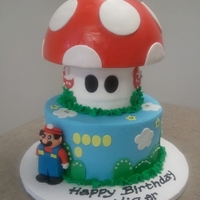 Super Mario top of mushroom is fondant covered styrofoam