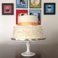 Fondant Ruffle Cake With A Gold Band Fondant ruffle cake with a gold band