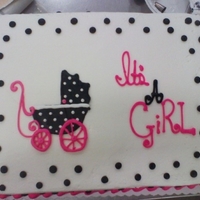 Sophisticated Baby white and choc cake. bc icing. hand drawn