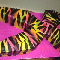 Neon Zebra Stripe Scissors airbrushed colored stripes and fondant black zebra stripes over the top :)