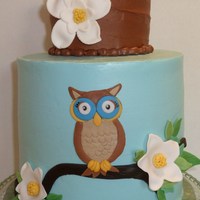 Owl Cake 4" and double 8" cake. I made this for my friend who loves owls; thank you Kathyx1 for the idea :)