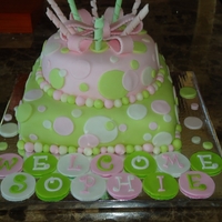 Circles & Swirls Key lime flavored cake with MMF & gumpaste decorations