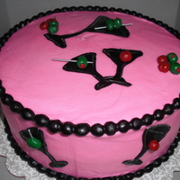 Martinis And Cosmos Martinis and Cosmos bridesmaid party cake. Strawberry cream cake with fresh strawberry icing filling, b/c finish with fondant accents, Tfl...