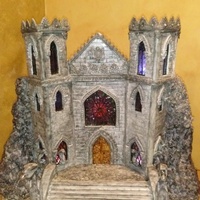 Goth Castle Goth castle. Castle made out of pastillage, gumpaste and fondant.,stained windows made with candy.