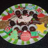 Christmas Goodies Sugar Cookies and candies that I took to work. First time making homemade marshmallows, and they were so good!