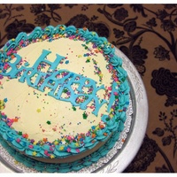 Classic Birthday Cake Classic birthday cake decorated in buttercream with cricut cake fondant accents.