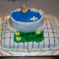 Bathtub/duck This was for a coworker's surprise baby shower. They didn't know the sex so we stuck.. It my first square fondant cake...came up...
