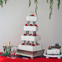 A Cake For A Special Adopted Daughters Wedding Red, White and Camo Wedding Cake, with lots of piping!!