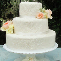 Round 3 Tier Wedding Cake With Piping Made this for my Daughters friend!! Daughter done all the piping!!