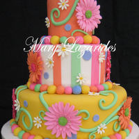Whimsical Gerbera Daisy Cake This cake was a bridal shower cake inspired by the Pink Cake Box.