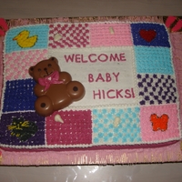 Baby Shower Cake I made this baby blanket cake for my son's 4th grade teacher's surprise baby shower. It is one layer chocolate cake with...