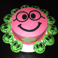 Nerdy Smiley Face Birthday Cake And Cupcakes Nerdy Smiley face birthday cake and cupcakes