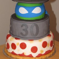 Tmnt Teenage Mutant Ninja Turtles Cake 30th bday TMNT cake , covered in fondant , lid is cardboard round covered in fondant