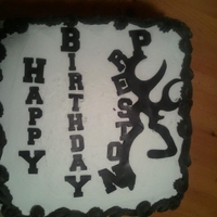 Browning Cake I made this cake for my nephew who loves the Browning sign. I used bc icing, and a white cake. I died the color of the cake Hunter orange....