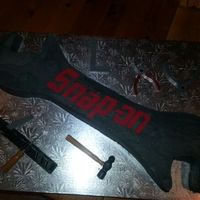 Snap-On Wrench Made this for my son-in-law. I used two 8 in round cakes for each end and carved out the center from a 1/2 sheet cake. The inside is red,...