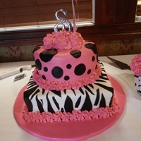 Square & Round Zebra & Polka Dot Cake 12" square bottom in pink buttercream with buttercream fondant zebra stripes & 8" round in pink buttercream with buttercream...