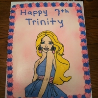 Barbie Cake 1/2 sheet Yellow Cake with Vanilla Buttercream Icing. Buttercream Transfer.TFL
