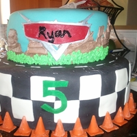 Cars Birthday Cake The actual cars were placed at the birthday party.