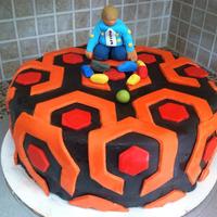 The Shinining Danny Torrance playing with his cars. This was a birthday cake for my husband who loves "The Shining"