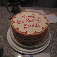 Brother's 54Th Birthday Cake red velvet cake with homemede family recipe frosting...big brother's favorite!
