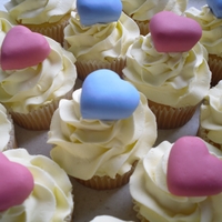 Love Heart Cupcakes. Gluten free butter cake mix with buttercream icing and fondant hearts.