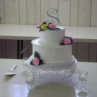 Kim & Wesley's Wedding Cake 6&10" French Vanilla Cake w/Buttercream. Fondant Roses.Made for my Son and his Bride.