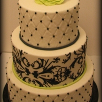 Lime Green And Black Damask 