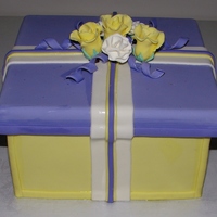 Birthday Gift Box I made this cake for my daughter-in-laws birthday. It is a fudge marble cake with SMBC filling and chocolate ganache topped with MMF. the...