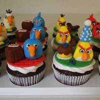 Angry Birds And Pigs I made these for a set of twins for their 6th birthday. I tried to find scenes from the games. They are chocolate cupcakes with buttercream...