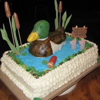 Duck duck rkt, rest fondant, and edible rocks, buttercream iceing.