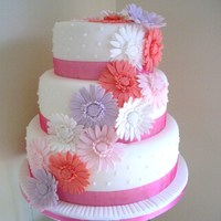 Gerbera Flowers Wedding Cake 