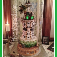 Steam Punk Wedding. This is a 14/10/8/8/6. All fondant covered cakes. Hand-painted. Decorations are gum paste. I used sugar sheets and embossing machine for...