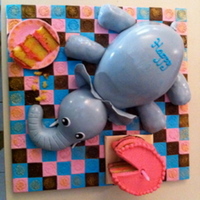 Happy Birthday Elephant Cute elephant with birthday cake.