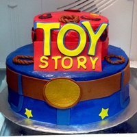 Toy Story This is for my nephew. His mom is going to add the characters later . Used my Cricut cake for the letters, and cut out on the top layer....