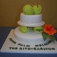 Tennis Ball Cake The tennis balls were made by co ering styro balls with colored fondant. The "Wilson" logo was hand written on each ball. Wilton...