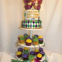 Mardi Gras Cake And Cupcakes 