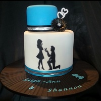 Engagement Cake Caramel Mud Cake Sillouette Cut Out By Hand In Fondant Engagement Cake. Caramel mud cake. Sillouette cut out by hand in fondant.