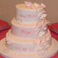 Pink And White Butterfly Cake Made this cake for my daughter's Christening